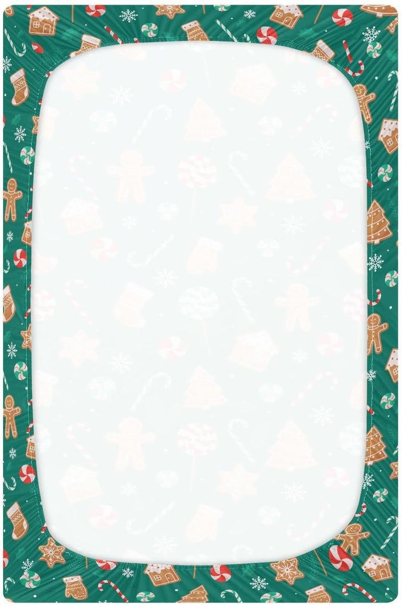 SDMKA Christmas Candy Crib Sheets for Boys Girls - Portable Microfiber Fitted Crib Sheet for Playard and Mini Crib Mattress, Soft & Breathable, 27x39 Inch - Image 3